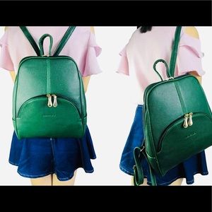Nevenka Green Backpack With Zippers, 12.6”Height